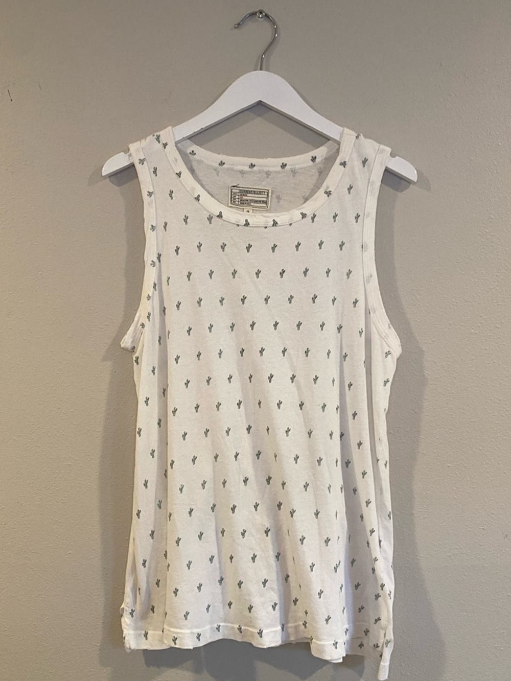 Current/Elliott "The Muscle Tee" Cactus Print Tank Top Size 3 Large Boho